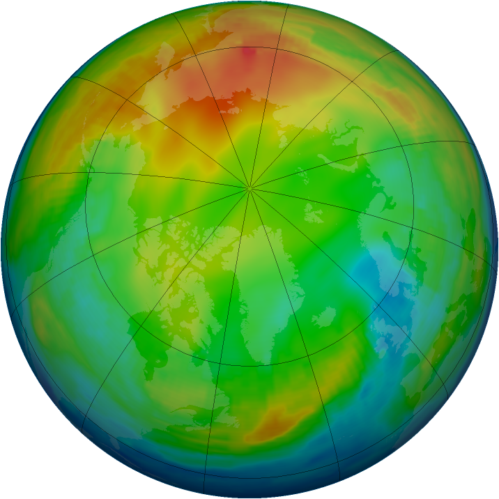 Arctic ozone map for 14 January 1997